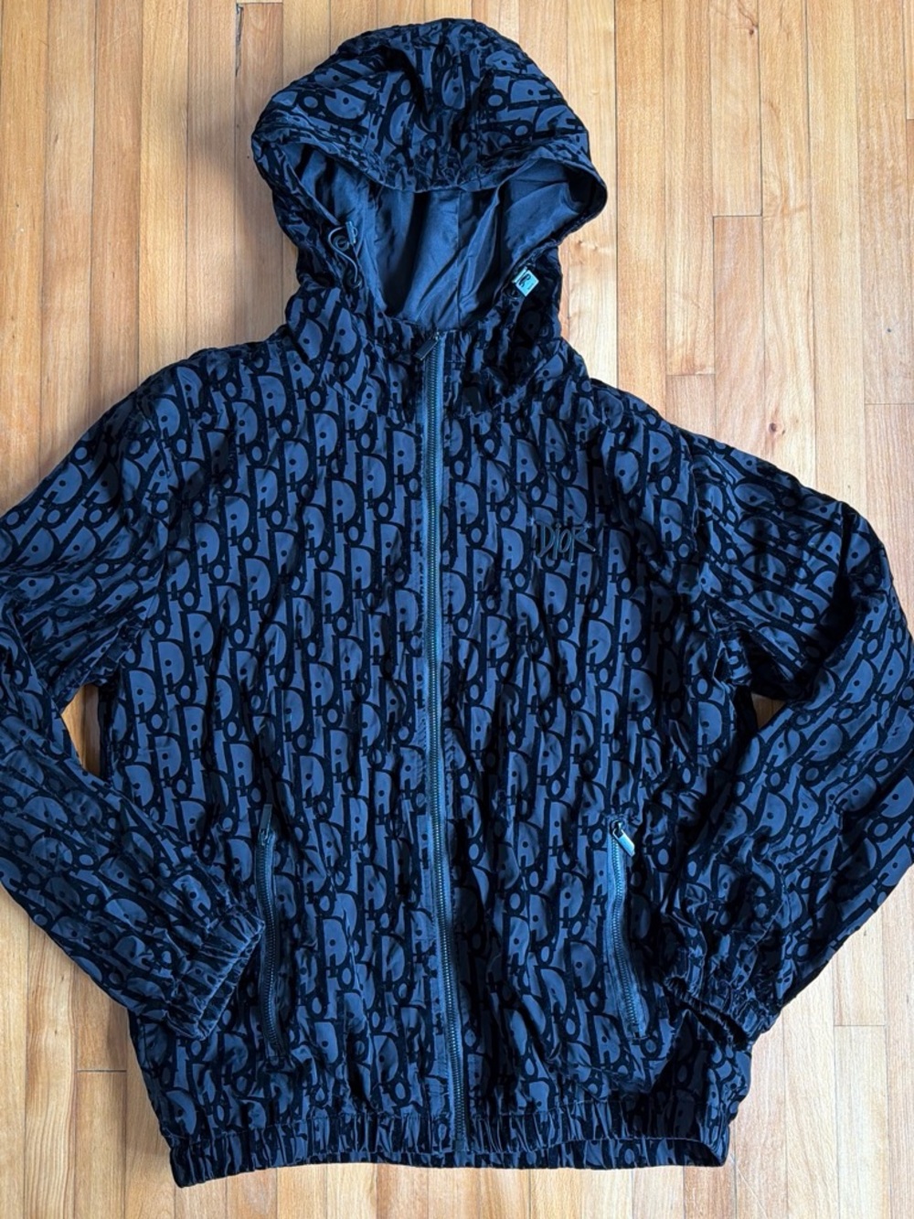 Dior Black Tonal Monogram Hooded Windbreaker